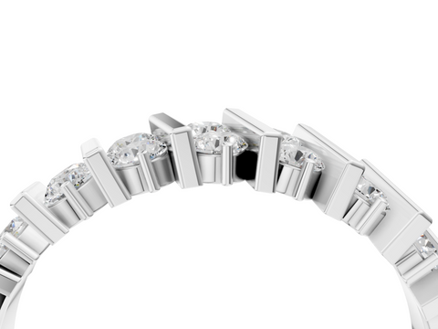 Platinum Channel Set Round Diamond Anniversary Band with Vertical Prongs