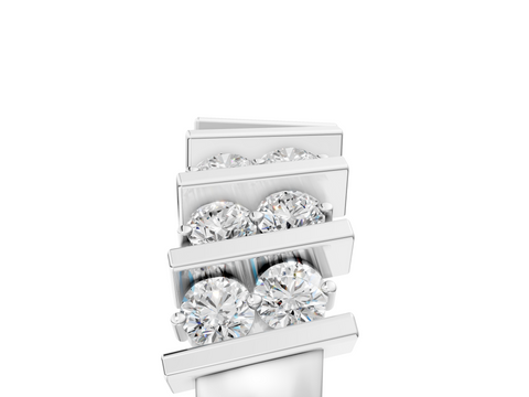 Platinum Channel Set Round Diamond Anniversary Band with Vertical Prongs