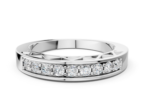 White gold Channel-Set Round Diamond Eternity Band with Shared Prong Setting