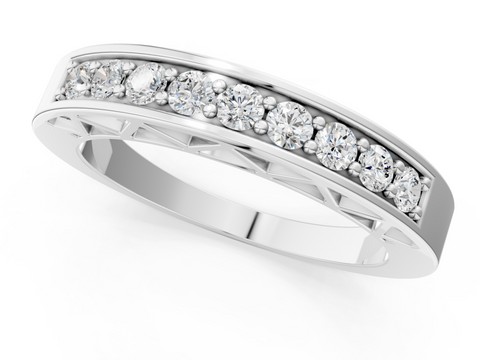 Platinum Channel-Set Round Diamond Eternity Band with Shared Prong Setting