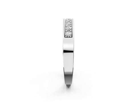 White gold Channel-Set Round Diamond Eternity Band with Shared Prong Setting