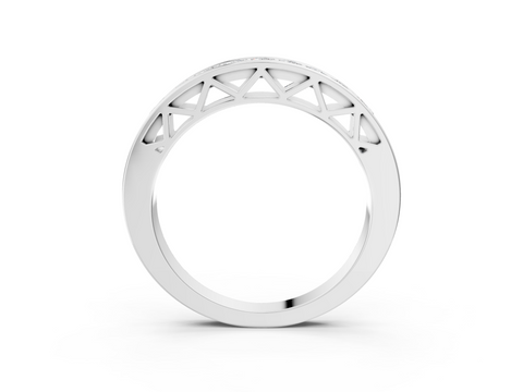Platinum Channel-Set Round Diamond Eternity Band with Shared Prong Setting