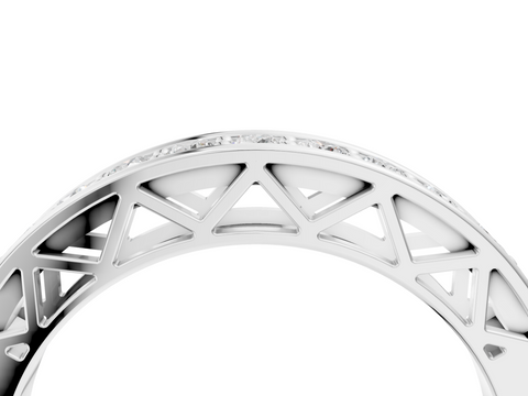 Platinum Channel-Set Round Diamond Eternity Band with Shared Prong Setting