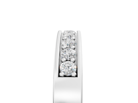 White gold Channel-Set Round Diamond Eternity Band with Shared Prong Setting