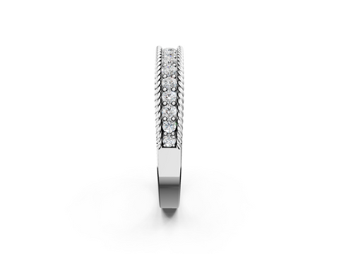 Platinum Channel Set Round Diamond Milgrain Edge Band