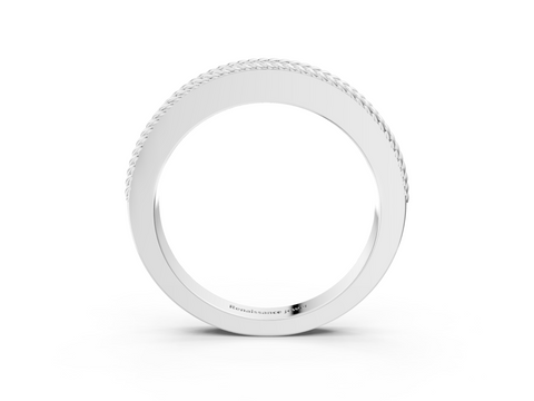 Platinum Channel Set Round Diamond Milgrain Edge Band