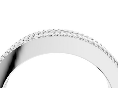 Platinum Channel Set Round Diamond Milgrain Edge Band