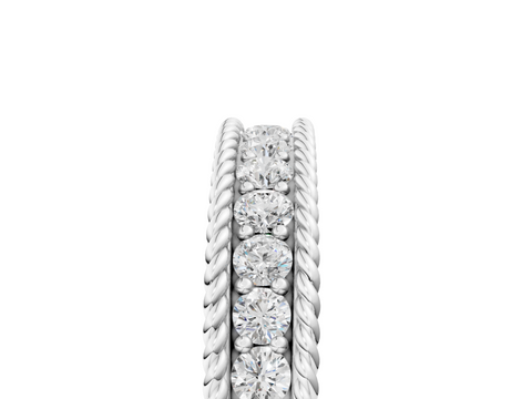 White gold Channel Set Round Diamond Milgrain Edge Band