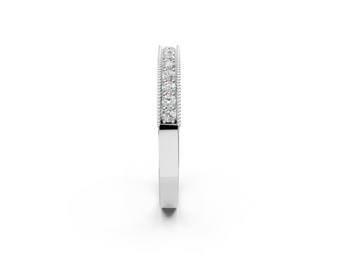 White gold Channel Set Round Diamond Milgrain Edge Eternity Band