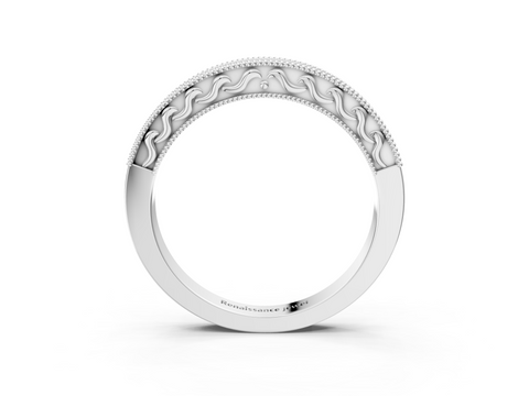 White gold Channel Set Round Diamond Milgrain Edge Eternity Band