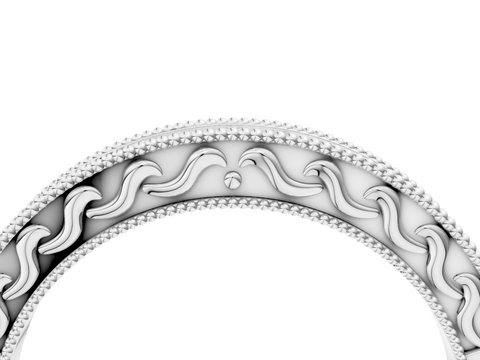 Platinum Channel Set Round Diamond Milgrain Edge Eternity Band