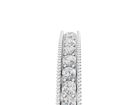 Platinum Channel Set Round Diamond Milgrain Edge Eternity Band