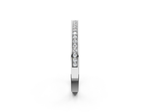 White gold Channel Set Round Diamond Milgrain Engraved Band