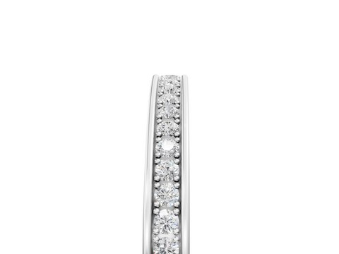 Platinum Channel Set Round Diamond Milgrain Engraved Band