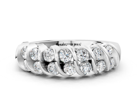 White gold Channel Set Round Diamond Multi-Row Band