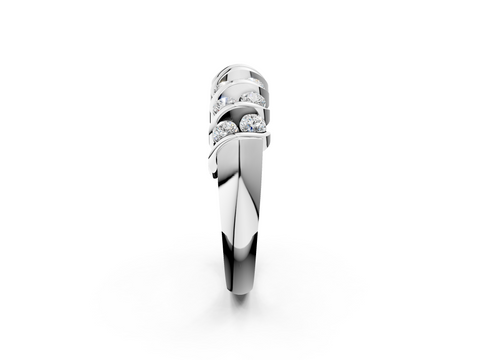 Platinum Channel Set Round Diamond Multi-Row Band