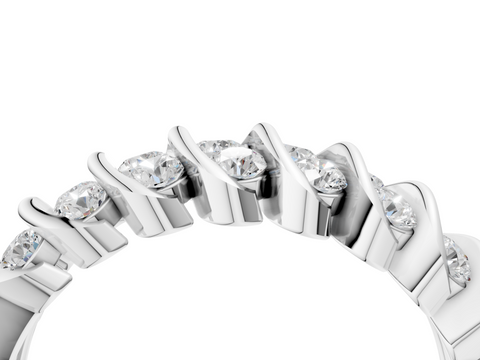 Platinum Channel Set Round Diamond Multi-Row Band