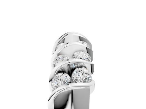 Platinum Channel Set Round Diamond Multi-Row Band