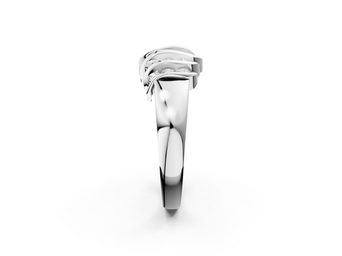 White gold Channel Set Round Diamond Multi-Row White Gold Band