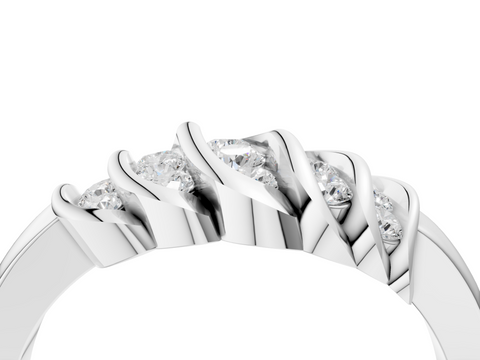 White gold Channel Set Round Diamond Multi-Row White Gold Band
