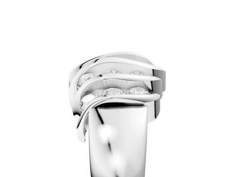 Platinum Channel Set Round Diamond Multi-Row White Gold Band