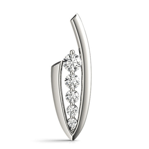 Silver Channel Set Round Diamond Pendant with Bar Prong Setting