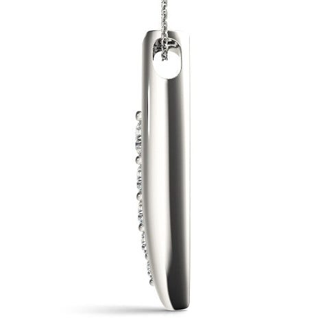 Silver Channel Set Round Diamond Pendant with Bar Prong Setting