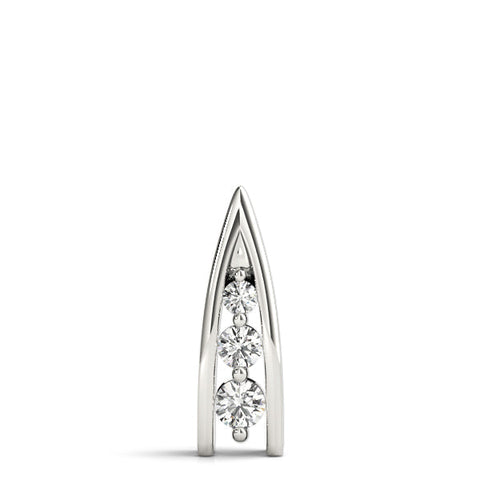Silver Channel Set Round Diamond Prong Pendant