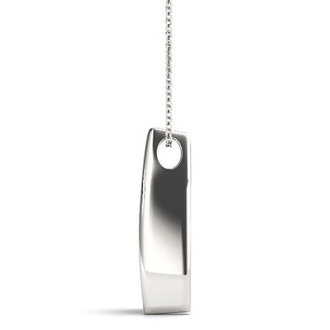 Silver Channel Set Round Diamond Prong Pendant