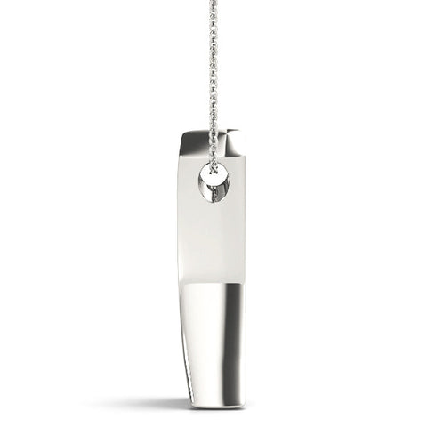 Silver Channel Set Round Diamond V-Prong Pendant