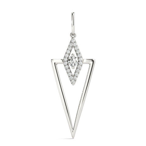 Silver Diamond Marquise Halo Pendant with V-Prong Setting