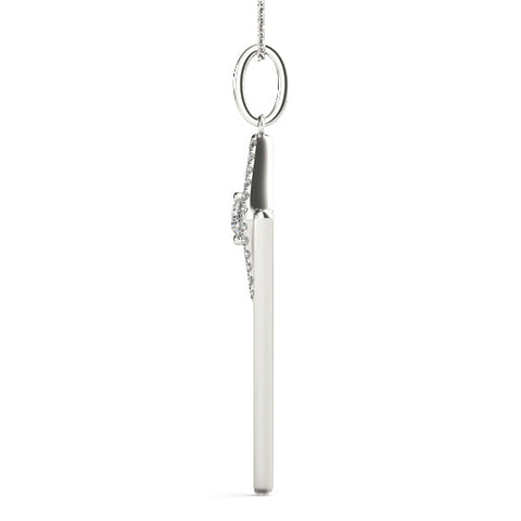 Silver Diamond Marquise Halo Pendant with V-Prong Setting