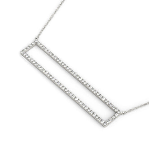 Silver Diamond Pavé Rectangle Bar Pendant
