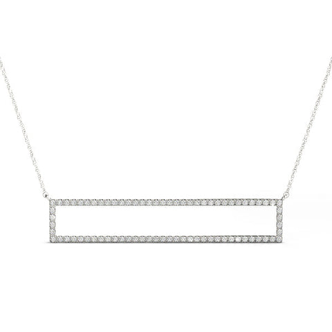 Silver Diamond Pavé Rectangle Bar Pendant