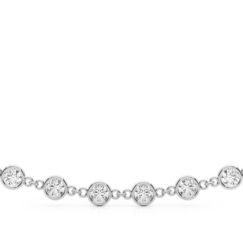 Silver Diamond Round Stone Paperclip Chain Necklace with Bezel Setting