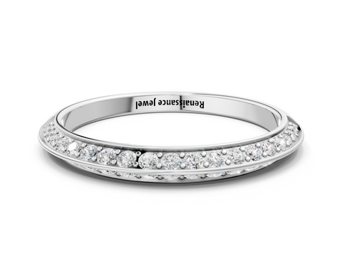 White gold Double Row Pavé Round Diamond Eternity Band with Channel Setting