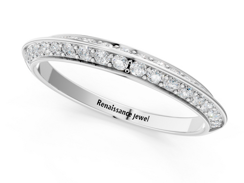 Platinum Double Row Pavé Round Diamond Eternity Band with Channel Setting