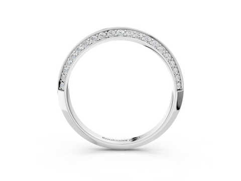 Platinum Double Row Pavé Round Diamond Eternity Band with Channel Setting