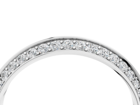 Platinum Double Row Pavé Round Diamond Eternity Band with Channel Setting