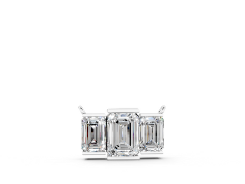 White gold Emerald Cut Three-Stone Bar Pendant with Bar Prong Setting