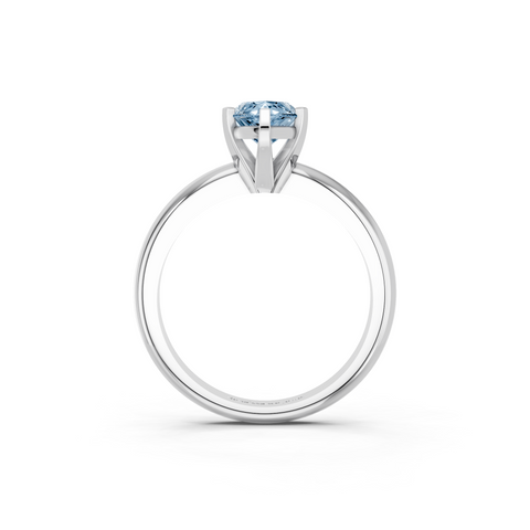 Platinum Fancy Blue Marquise  Cut Solitaire Engagement Ring with Round Band and Four-Prong Setting