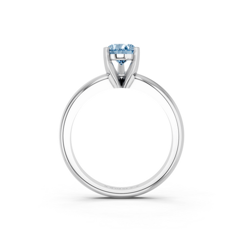 White gold Fancy Blue Pear  Cut Solitaire Engagement Ring with Round Band and Four-Prong Setting