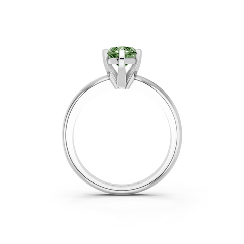 White gold Fancy Green Marquise  Cut Solitaire Engagement Ring with Round Band and Four-Prong Setting