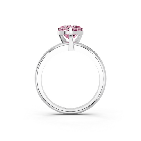 White gold Fancy Pink Heart  Cut Solitaire Engagement Ring with Round Band and Four-Prong Setting