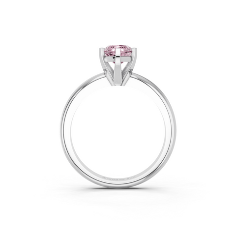 White gold Fancy Pink Marquise  Cut Solitaire Engagement Ring with Round Band and Four-Prong Setting