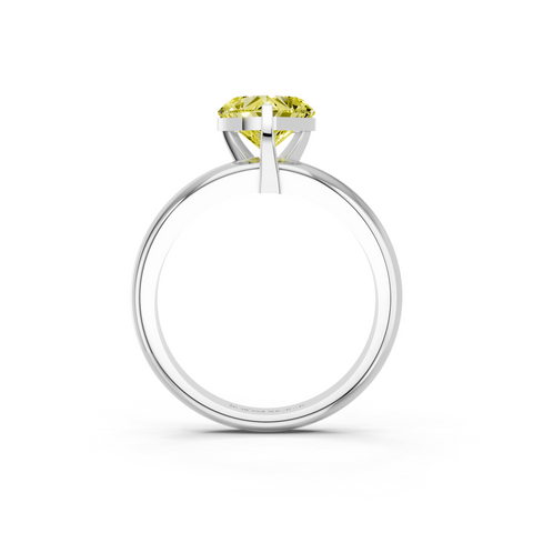 White gold Fancy Yellow Heart  Cut Solitaire Engagement Ring with Round Band and Four-Prong Setting