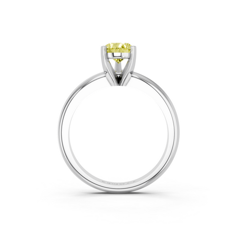 White gold Fancy Yellow Pear  Cut Solitaire Engagement Ring with Round Band and Four-Prong Setting