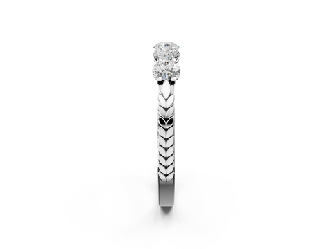 Platinum Five-Stone Round Cut Diamond Prong-Set White Gold Band