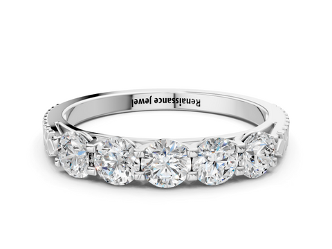 White gold Five-Stone Round Cut Diamond Prong-Set White Gold Band