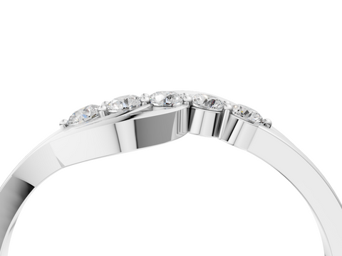 White gold Five-Stone Round Diamond Crossover Band with Prong Setting